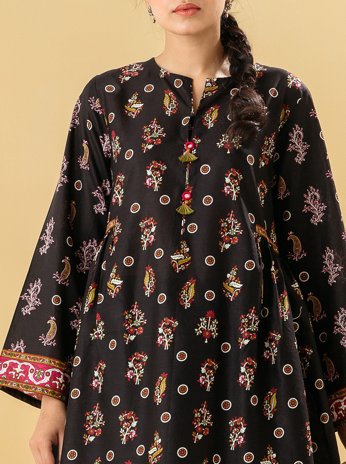 2 PIECE - PRINTED LAWN SUIT - BLACK QUARTZ MORBAGH SU_22   