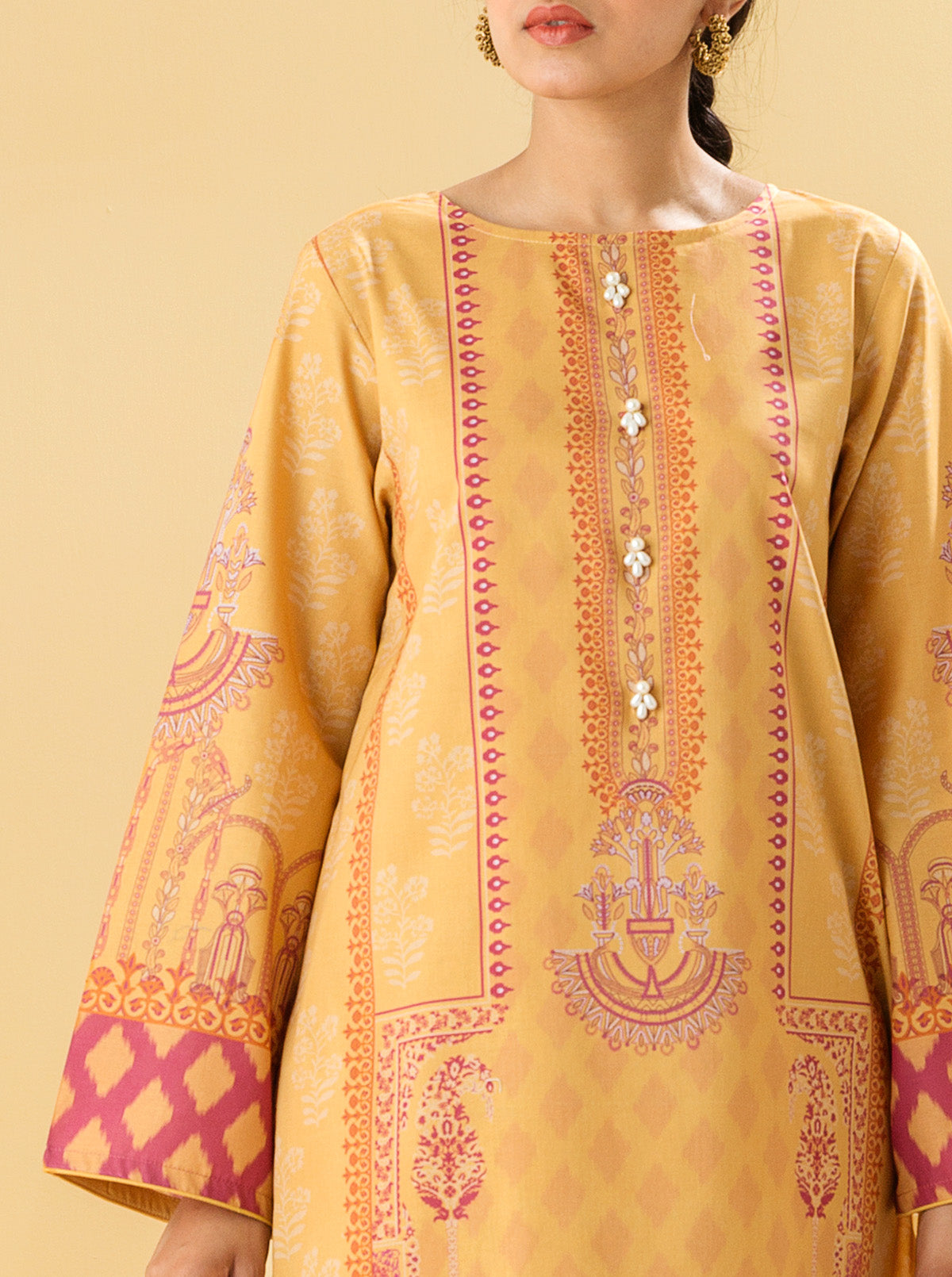 2 PIECE - PRINTED LAWN SUIT - PRIMROSE YELLOW MORBAGH SU_22   