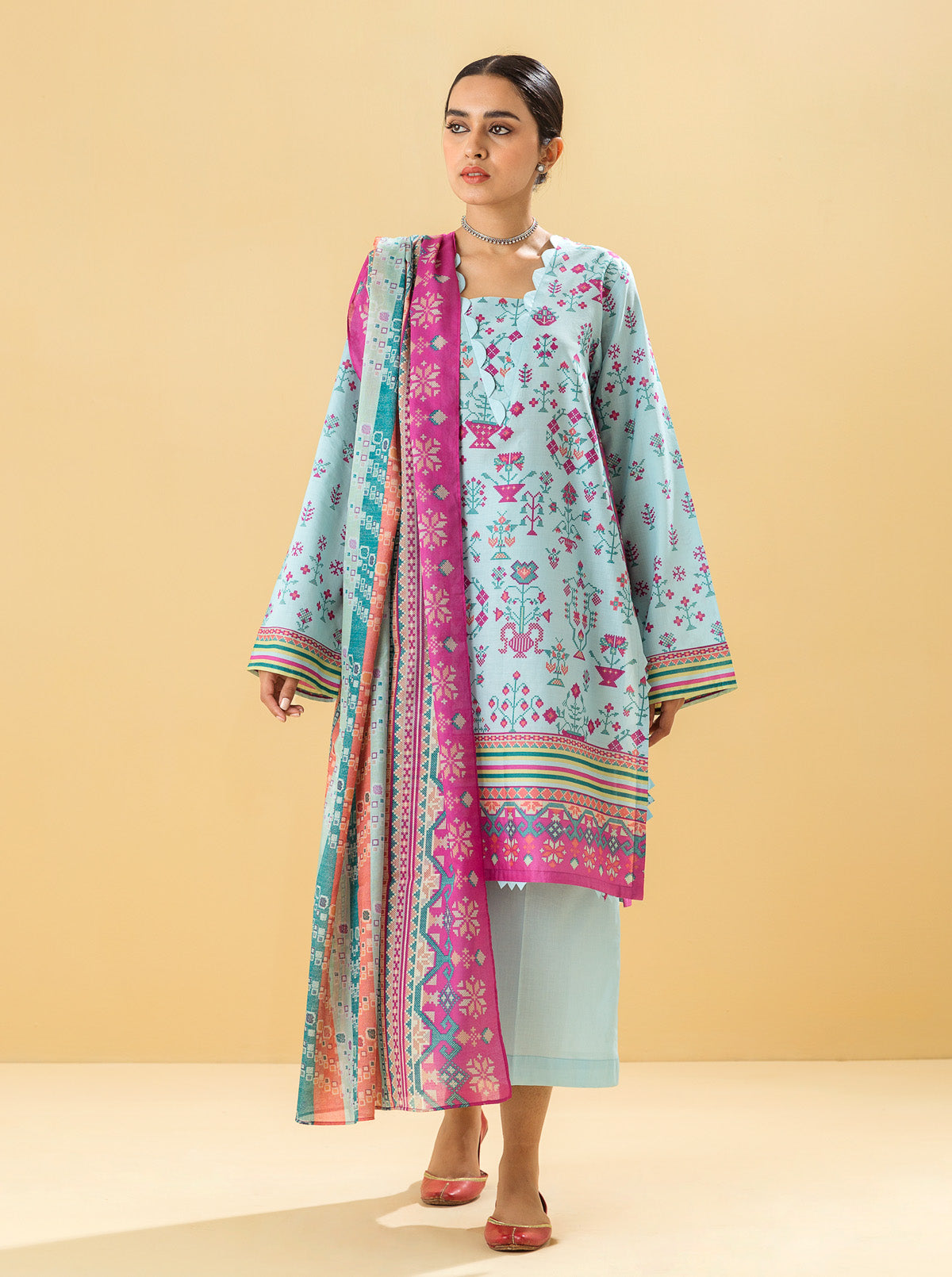 2 PIECE - PRINTED LAWN SUIT - ETHNIC ELEGANCE MORBAGH SU_22   