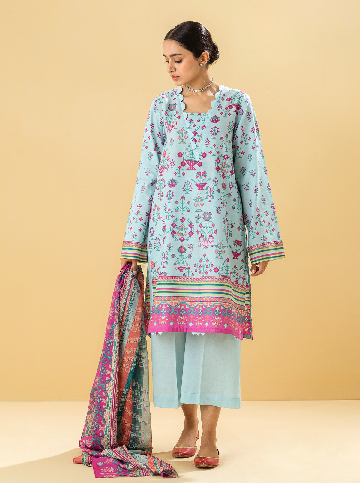 2 PIECE - PRINTED LAWN SUIT - ETHNIC ELEGANCE MORBAGH SU_22   