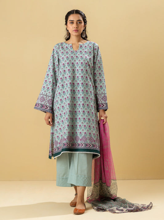 3 PIECE - PRINTED LAWN SUIT - MISTY DEWY MORBAGH SU_22   