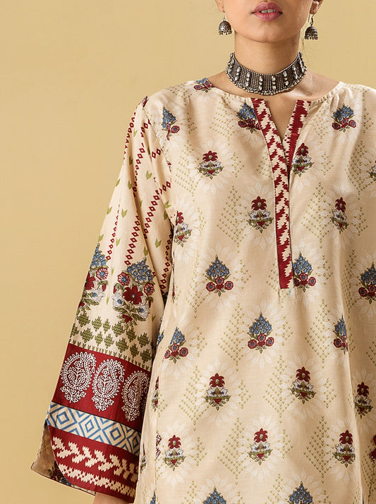 3 PIECE - PRINTED LAWN SUIT - IVORY MIST MORBAGH SU_22   