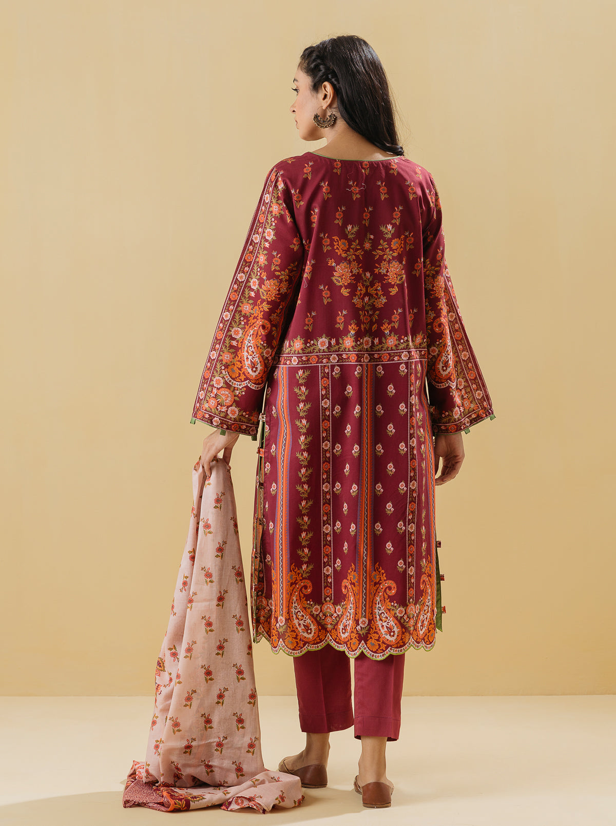 3 PIECE - PRINTED LAWN SUIT - CRIMSON BLUSH MORBAGH SU_22   