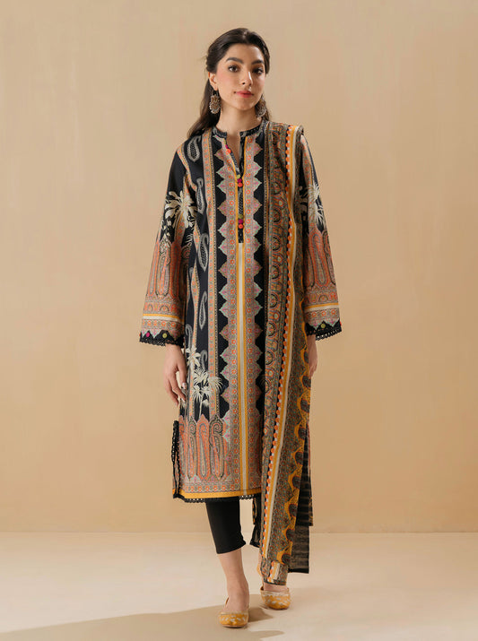 3 PIECE - PRINTED LAWN SUIT - GARDENIA ONYX MORBAGH SU_22   