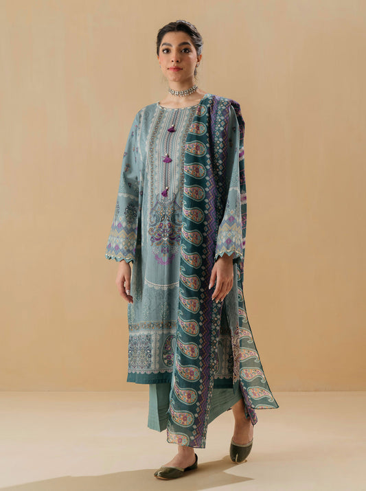 3 PIECE - PRINTED LAWN SUIT - MISTY GLOW MORBAGH SU_22   