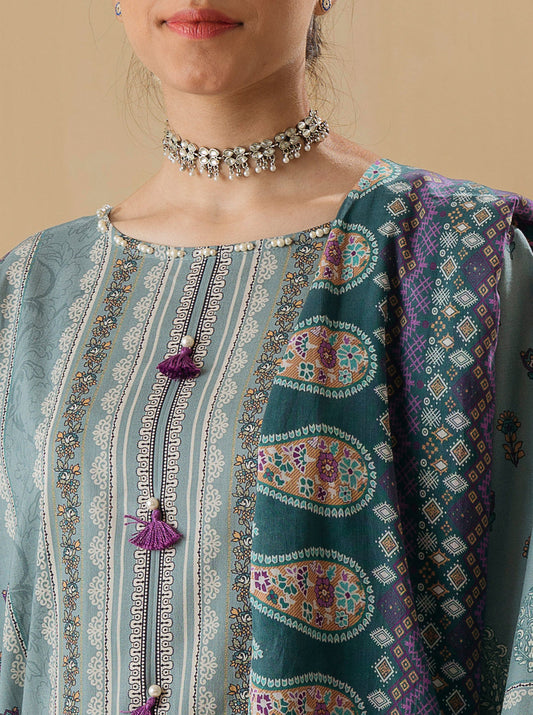 3 PIECE - PRINTED LAWN SUIT - MISTY GLOW MORBAGH SU_22   
