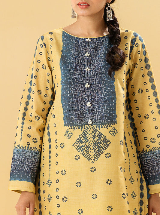 3 PIECE - PRINTED LAWN SUIT - OPAL YELLOW MORBAGH SU_22   