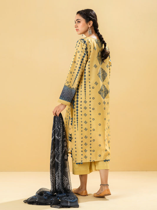 3 PIECE - PRINTED LAWN SUIT - OPAL YELLOW MORBAGH SU_22   