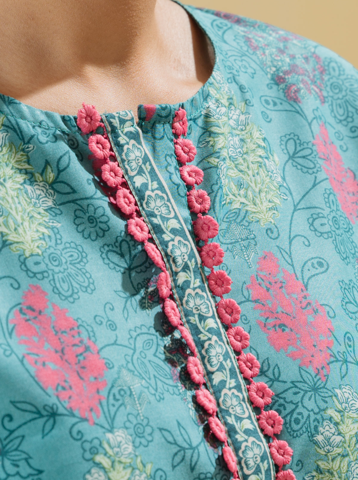3 PIECE - PRINTED LAWN SUIT - REGALE BLUE MORBAGH SU_22   