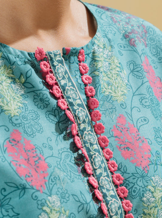 3 PIECE - PRINTED LAWN SUIT - REGALE BLUE MORBAGH SU_22   