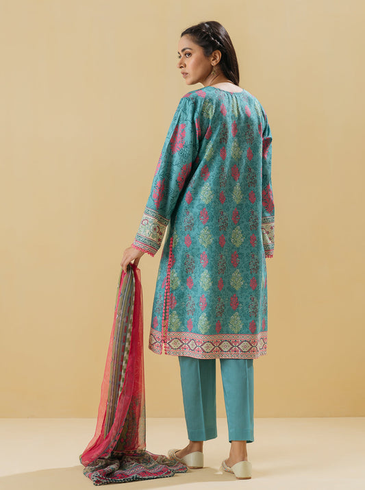 3 PIECE - PRINTED LAWN SUIT - REGALE BLUE MORBAGH SU_22   