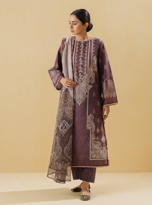 3 PIECE - PRINTED LAWN SUIT - VINTAGE HUES MORBAGH SU_22   