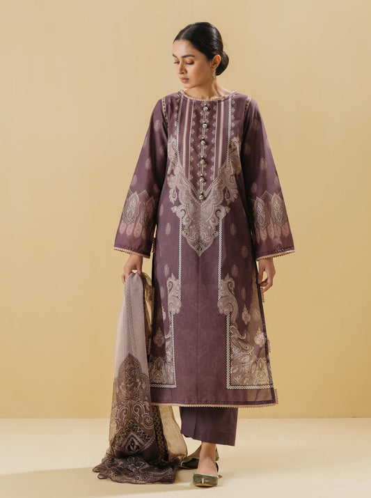 3 PIECE - PRINTED LAWN SUIT - VINTAGE HUES MORBAGH SU_22   