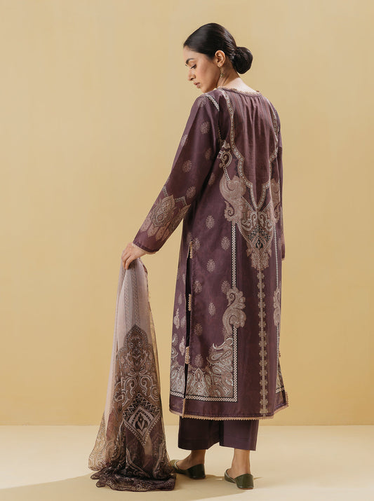 3 PIECE - PRINTED LAWN SUIT - VINTAGE HUES MORBAGH SU_22   