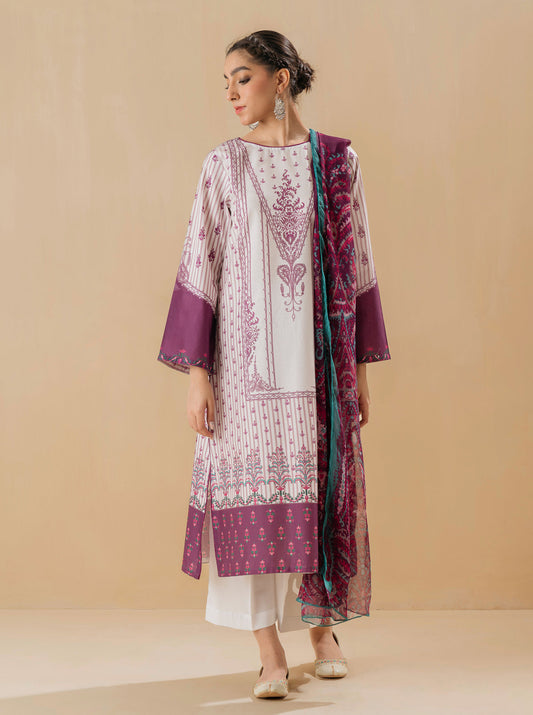3 PIECE - PRINTED LAWN SUIT - QUARTZ GEM MORBAGH SU_22   