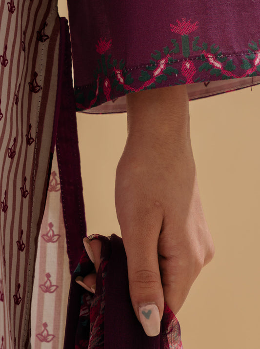 3 PIECE - PRINTED LAWN SUIT - QUARTZ GEM MORBAGH SU_22   