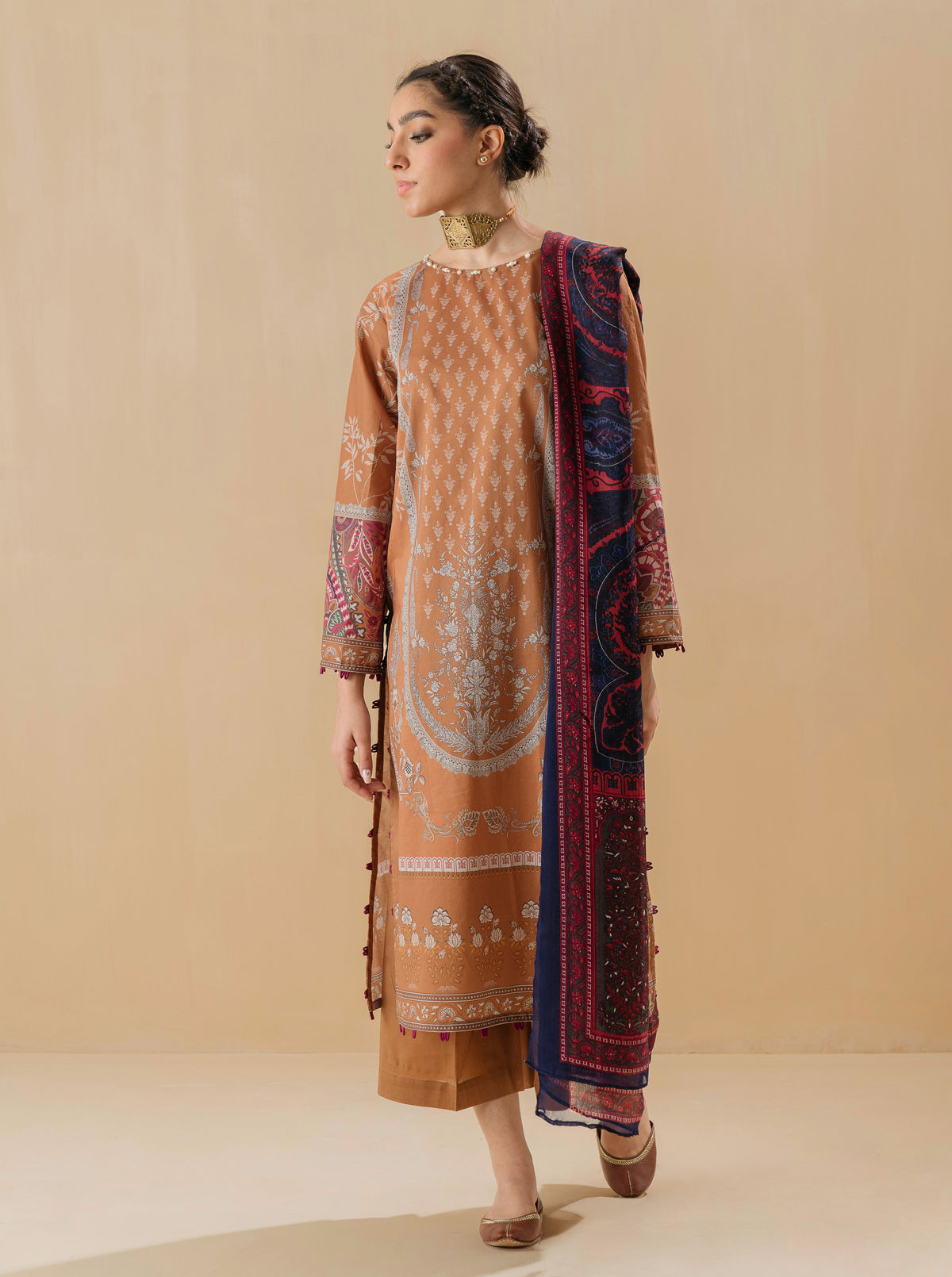 3 PIECE - PRINTED LAWN SUIT - ANTIQUE CHARM MORBAGH SU_22   
