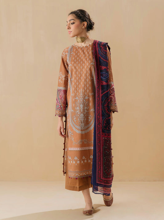 3 PIECE - PRINTED LAWN SUIT - ANTIQUE CHARM MORBAGH SU_22   
