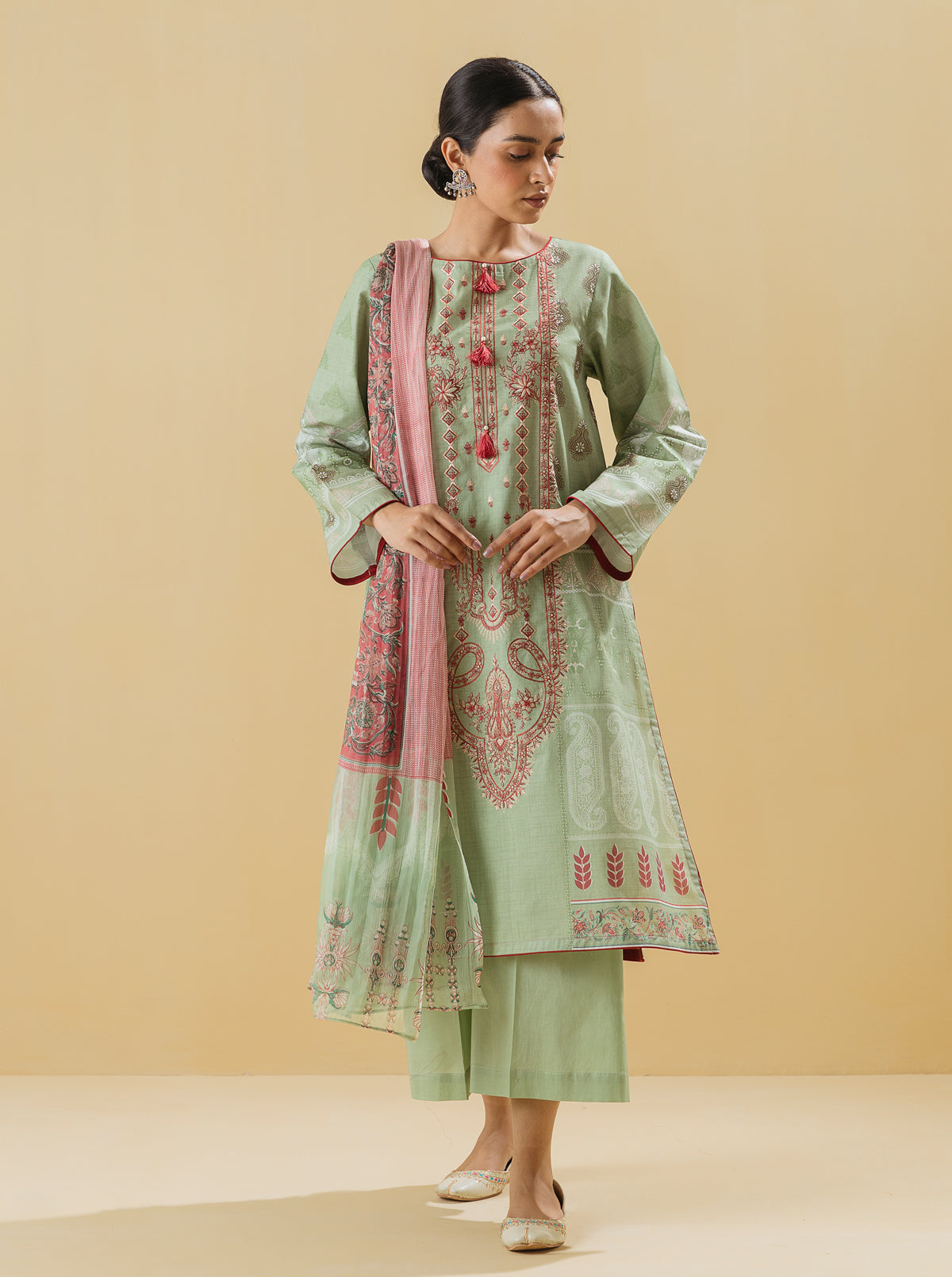3 PIECE - EMBROIDERED LAWN SUIT - DUSKY MINT MORBAGH SU_22   
