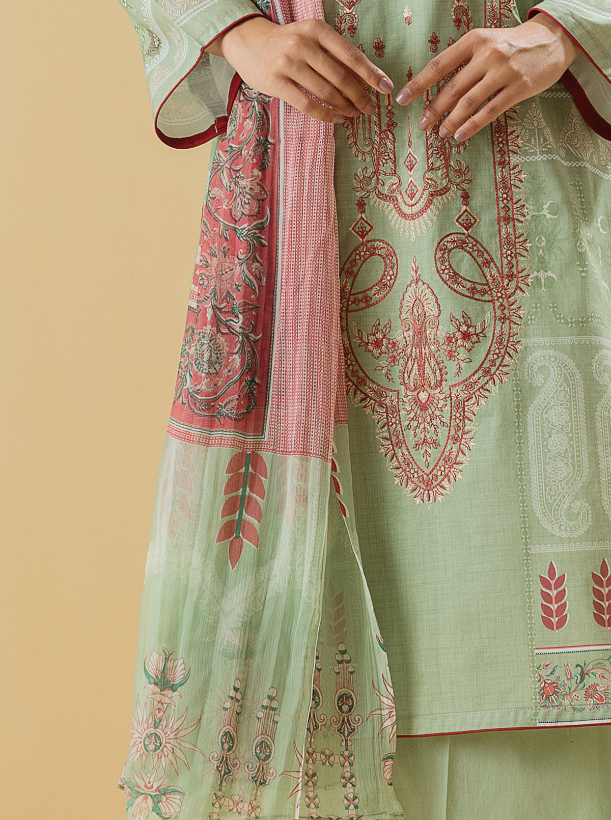 3 PIECE - EMBROIDERED LAWN SUIT - DUSKY MINT MORBAGH SU_22   