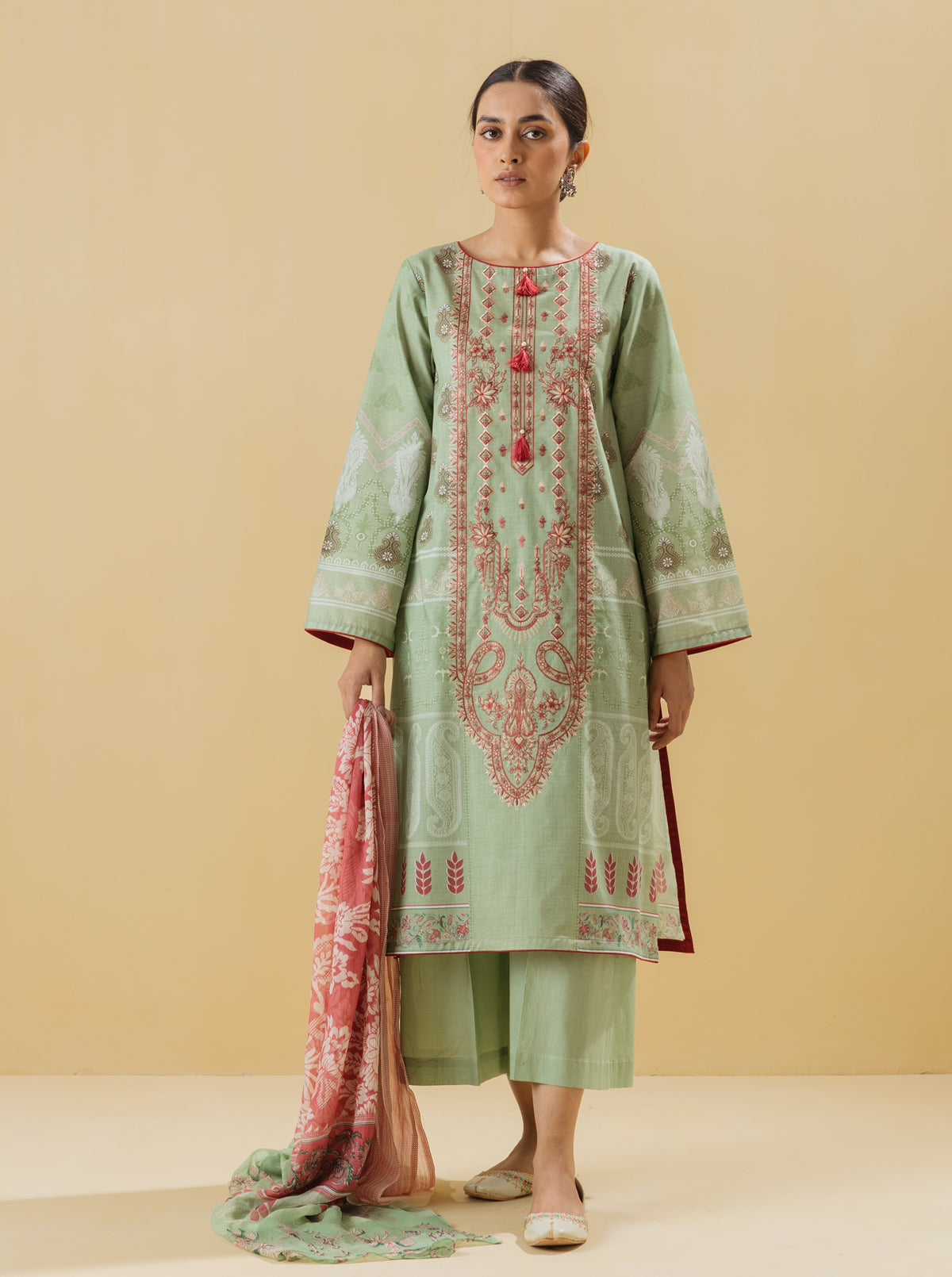 3 PIECE - EMBROIDERED LAWN SUIT - DUSKY MINT MORBAGH SU_22   