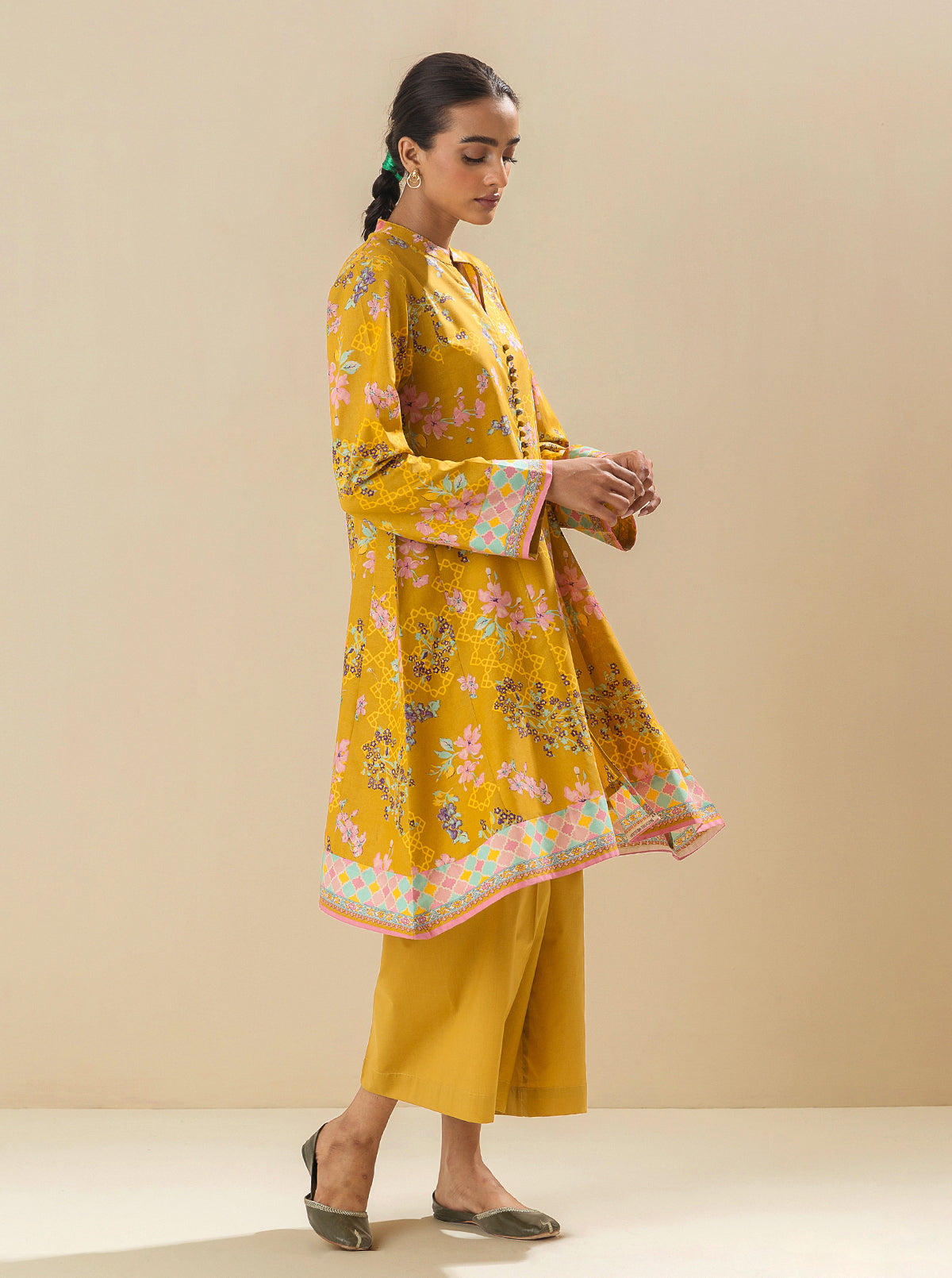 1 PIECE - PRINTED LAWN SHIRT - PRAIRIE SAND MORBAGH SU_23   