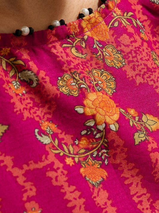 1 PIECE - PRINTED  LAWN SHIRT - AUTUMN SUNSET MORBAGH SU_23   