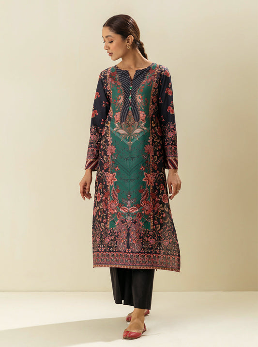1 PIECE - PRINTED  LAWN SHIRT - RAIN FOREST MORBAGH SU_23   