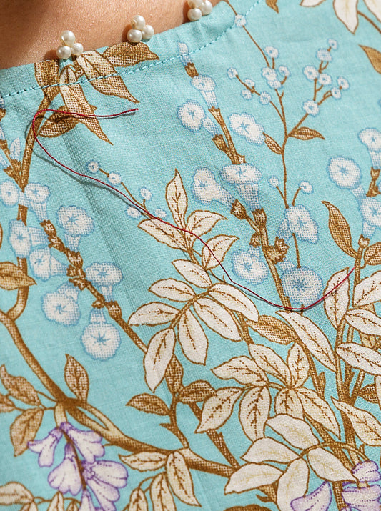 2 PIECE - PRINTED LAWN SUIT - AQUA TULIP MORBAGH SU_23   