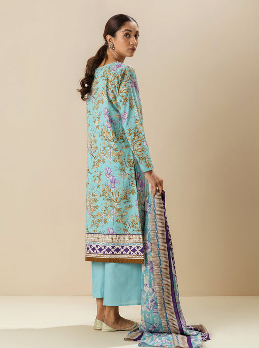 2 PIECE - PRINTED LAWN SUIT - AQUA TULIP MORBAGH SU_23   
