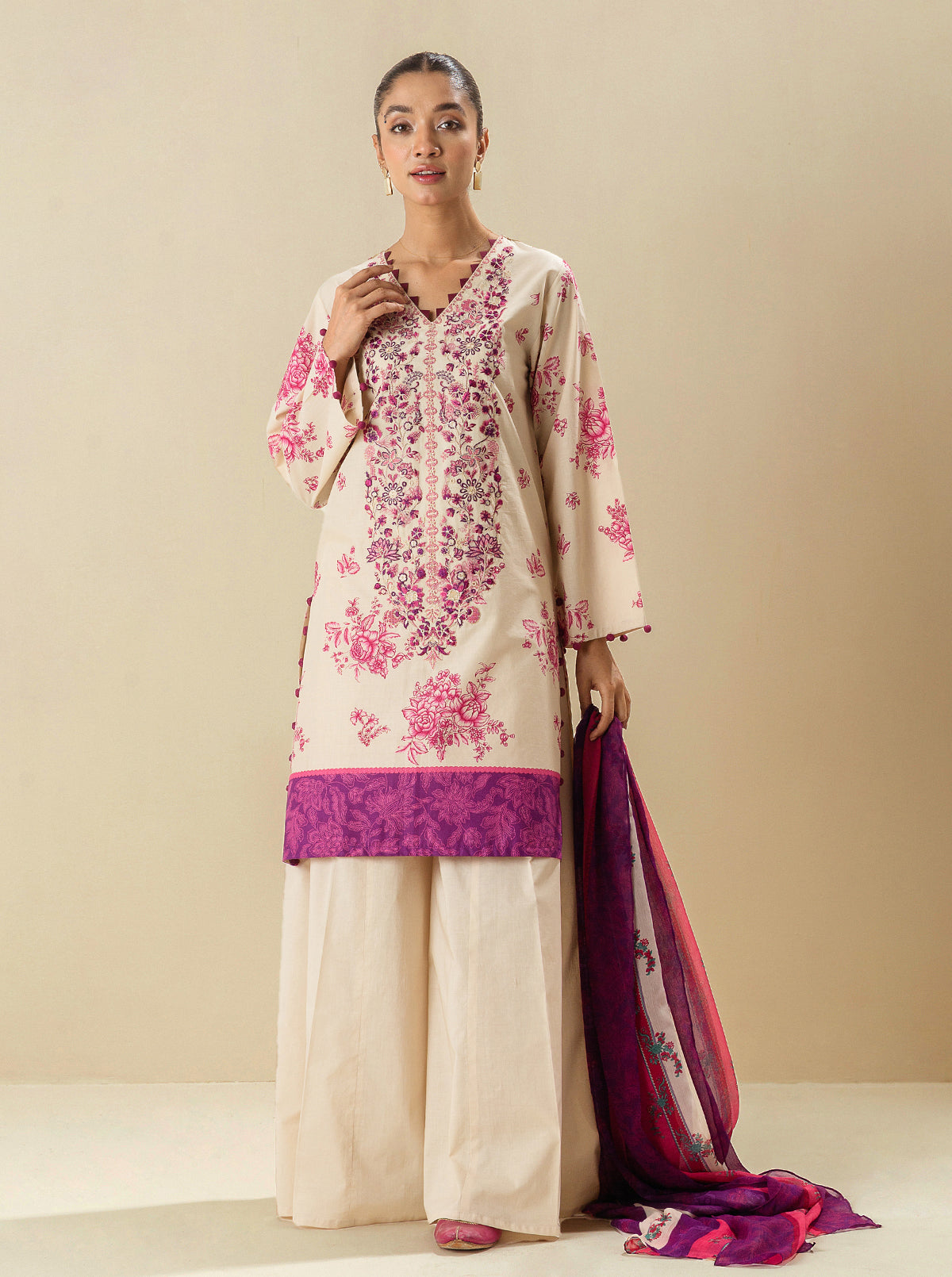 2 PIECE - EMBROIDERED LAWN SUIT - IVORY FANCY MORBAGH SU_23   