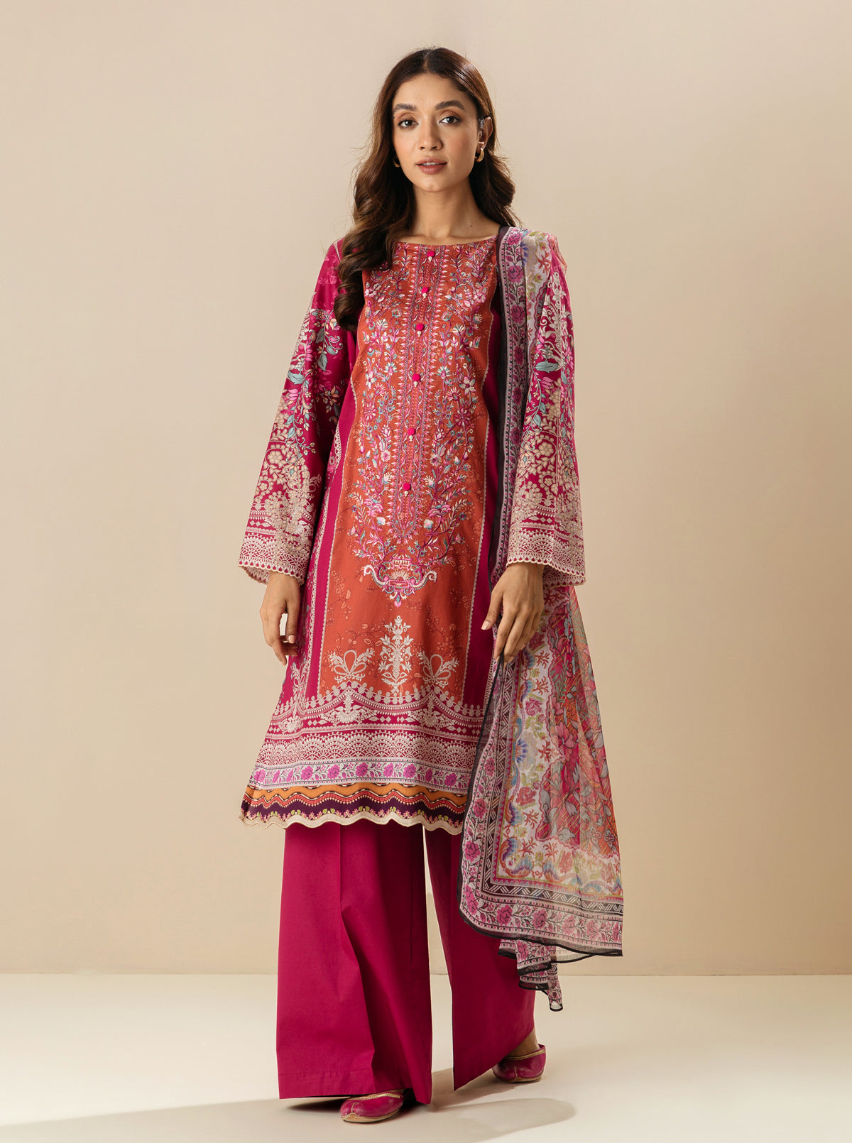 3 PIECE - EMBROIDERD LAWN SUIT - MULBERRY MINES MORBAGH SU_23   