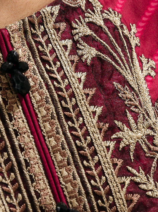 3 PIECE - EMBROIDERED LAWN SUIT - MAHOGANY SUN MORBAGH SU_23   