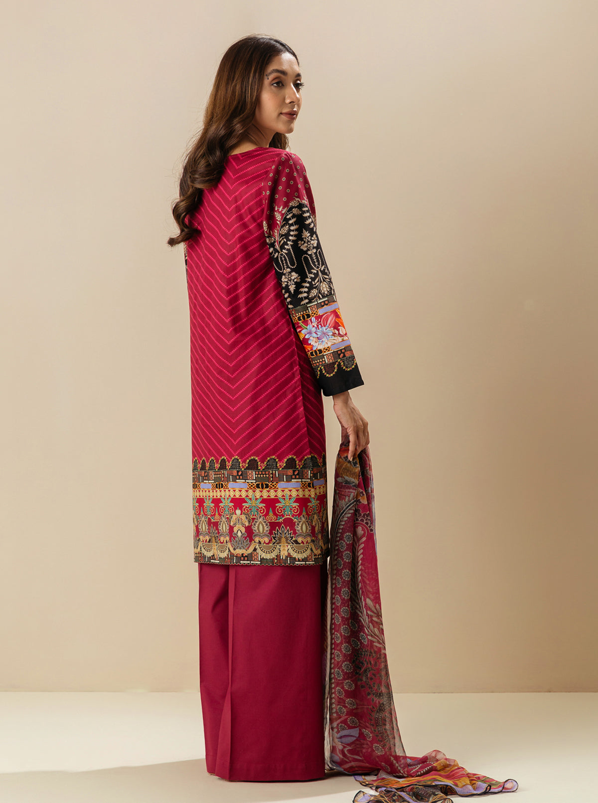 3 PIECE - EMBROIDERED LAWN SUIT - MAHOGANY SUN MORBAGH SU_23   