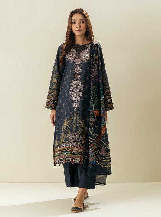 3 PIECE - PRINTED  LAWN SUIT - ODYSSEY GREY MORBAGH SU_23   
