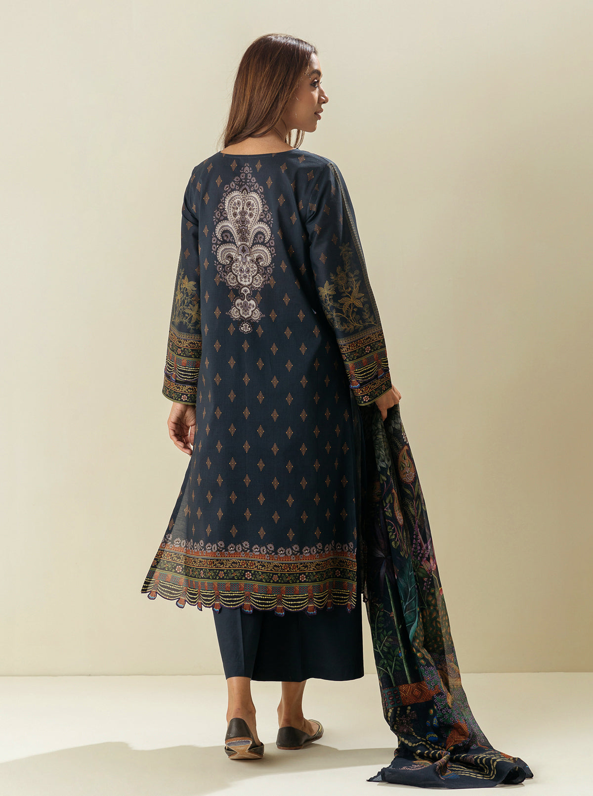 3 PIECE - PRINTED  LAWN SUIT - ODYSSEY GREY MORBAGH SU_23   