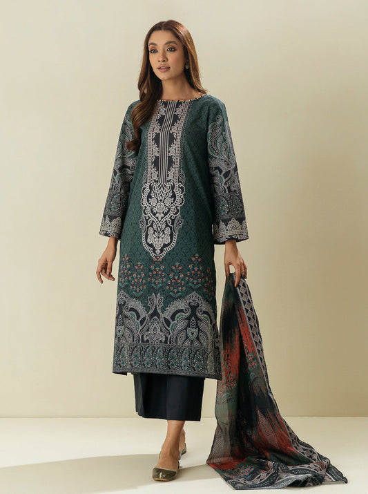 3 PIECE - PRINTED  LAWN SUIT - GARDEN MYSTERY MORBAGH SU_23   
