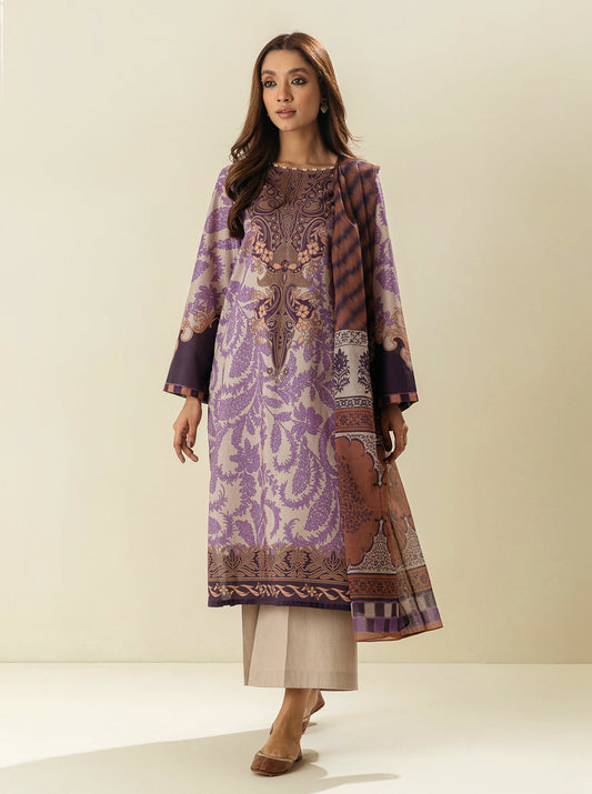 3 PIECE - PRINTED LAWN SUIT - VIVID LILACS MORBAGH SU_23   