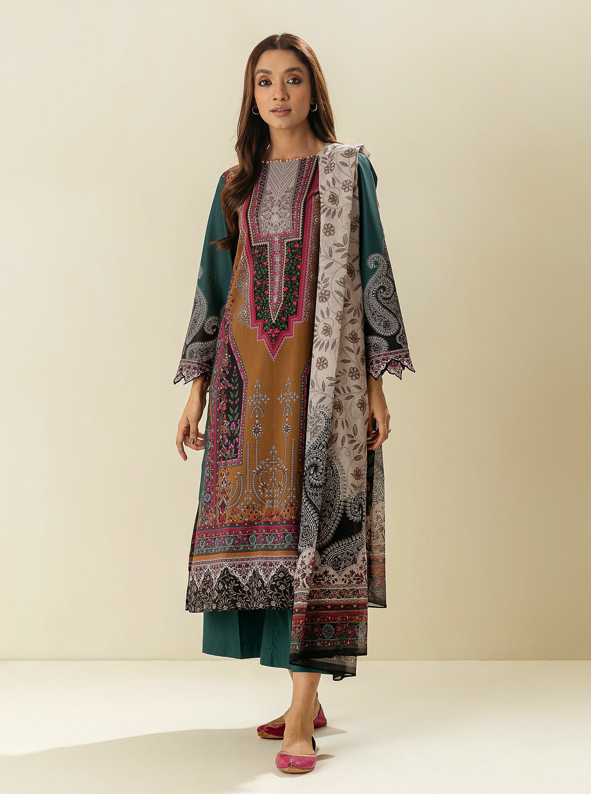 3 PIECE - PRINTED LAWN SUIT - OPULENT BOTANIC MORBAGH SU_23   