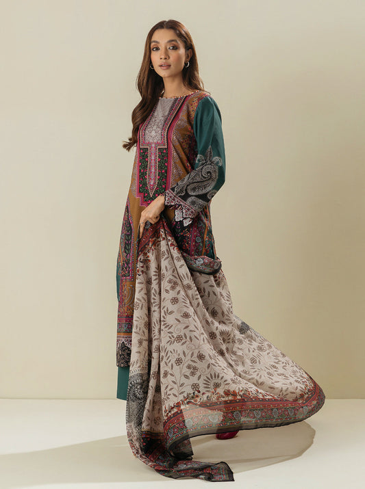 3 PIECE - PRINTED LAWN SUIT - OPULENT BOTANIC MORBAGH SU_23   