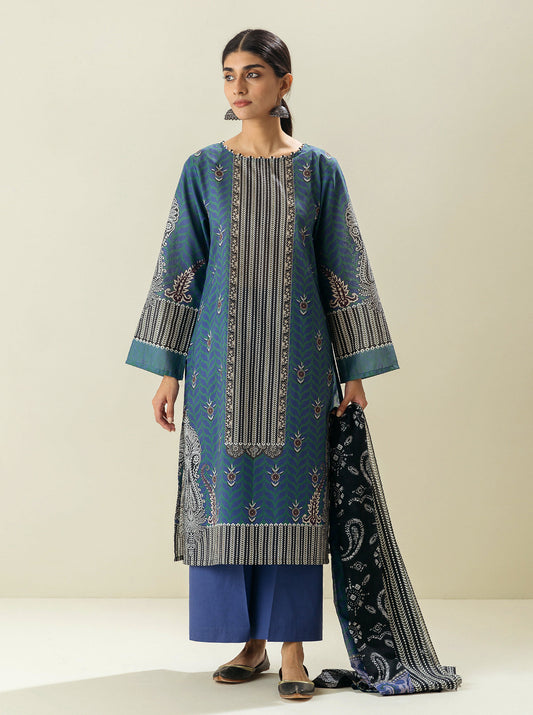 3 PIECE - PRINTED LAWN SUIT - LYON SKY MORBAGH SU_23   