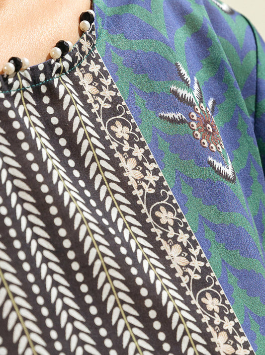 3 PIECE - PRINTED LAWN SUIT - LYON SKY MORBAGH SU_23   