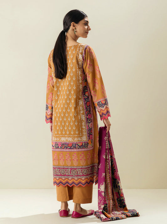 3 PIECE - PRINTED LAWN SUIT - OCHRE DAYS MORBAGH SU_23   