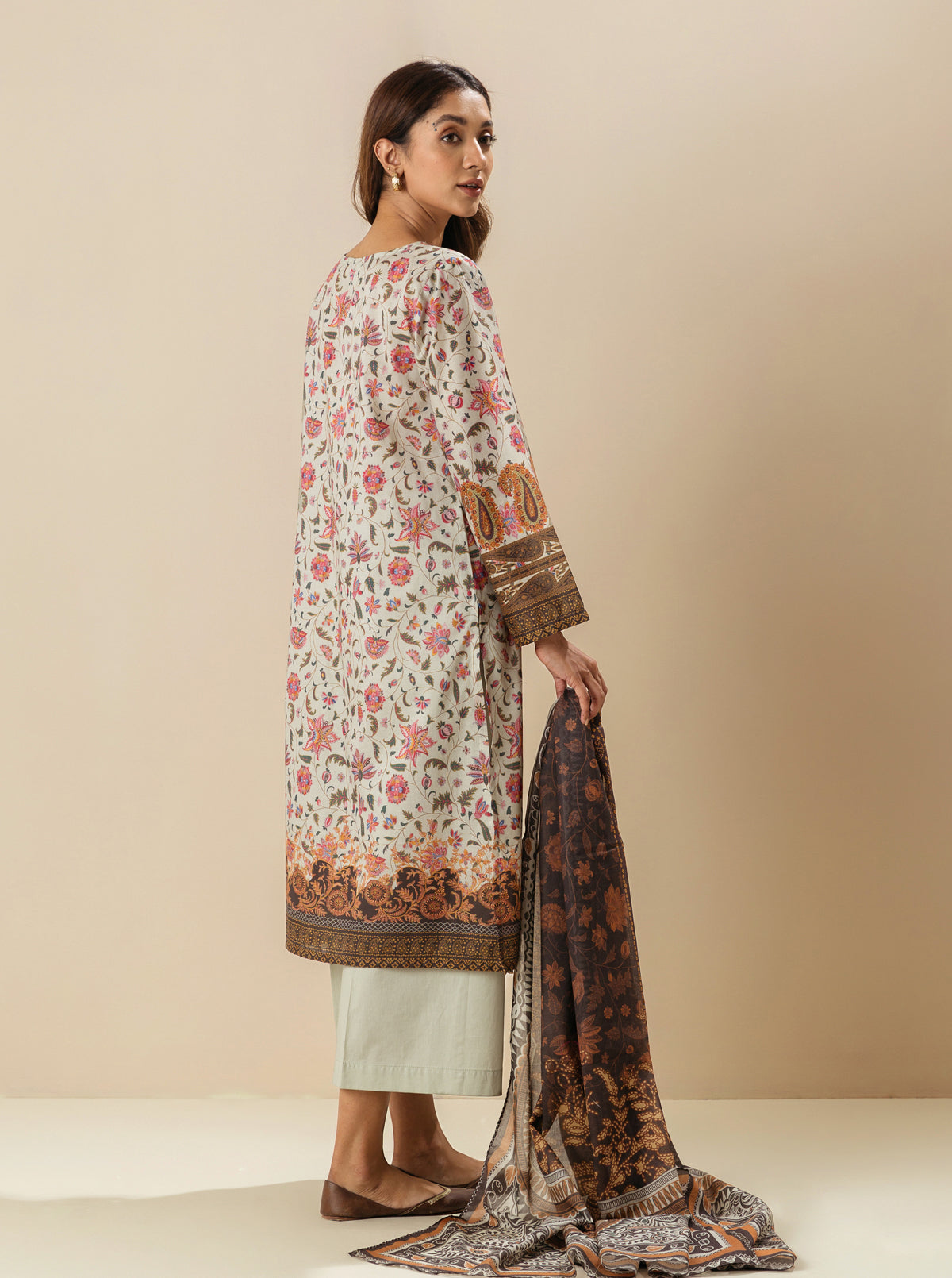 3 PIECE - PRINTED  LAWN SUIT - FLORID ADJUSTMENT MORBAGH SU_23   