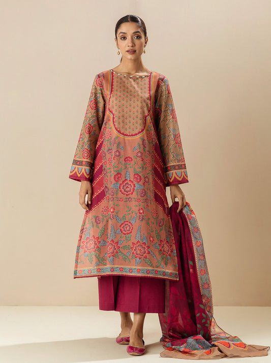 3 PIECE - PRINTED LAWN SUIT -DELICATE SYMPHONY MORBAGH SU_23   