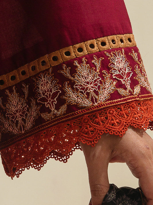 3 PIECE - EMBROIDERED LAWN SUIT - RED DAHLIA MORBAGH SU_23   