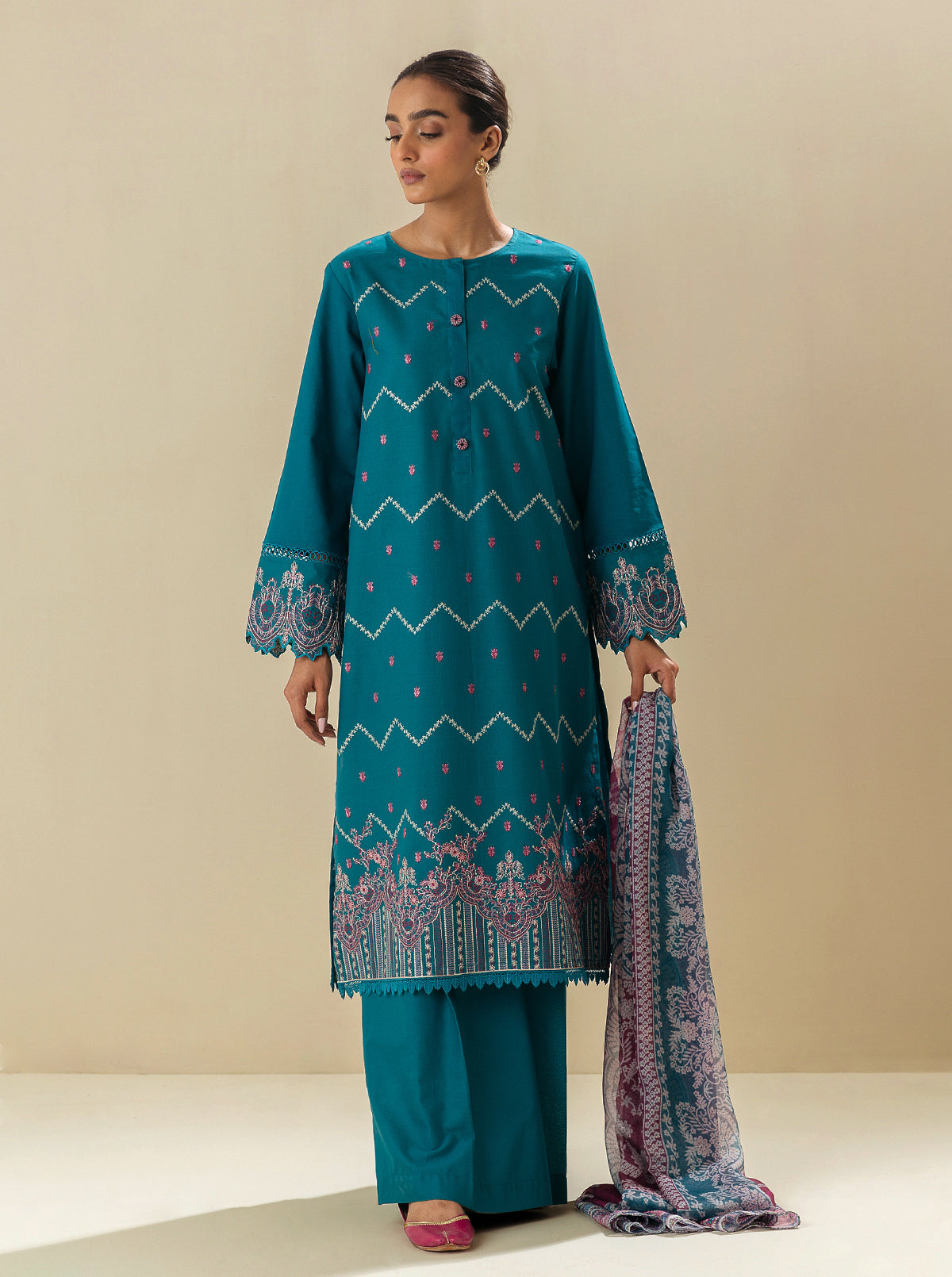 3 PIECE - EMBROIDERED LAWN SUIT - TAHITIAN TERRACE MORBAGH SU_23   