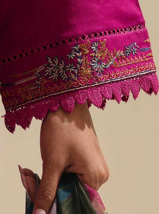 3 PIECE - EMBROIDERED LAWN SUIT - VIVA MAGENTA MORBAGH SU_23   