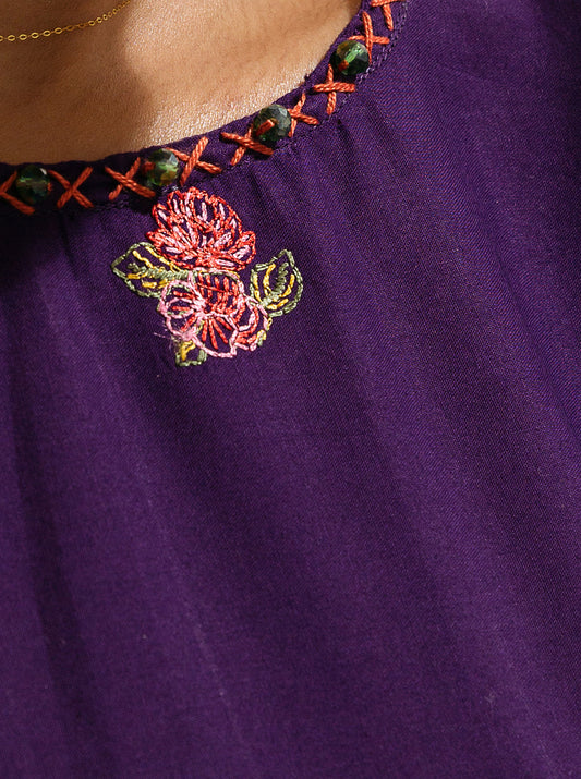3 PIECE - EMBROIDERED LAWN SUIT -ROYAL LILAC MORBAGH SU_23   