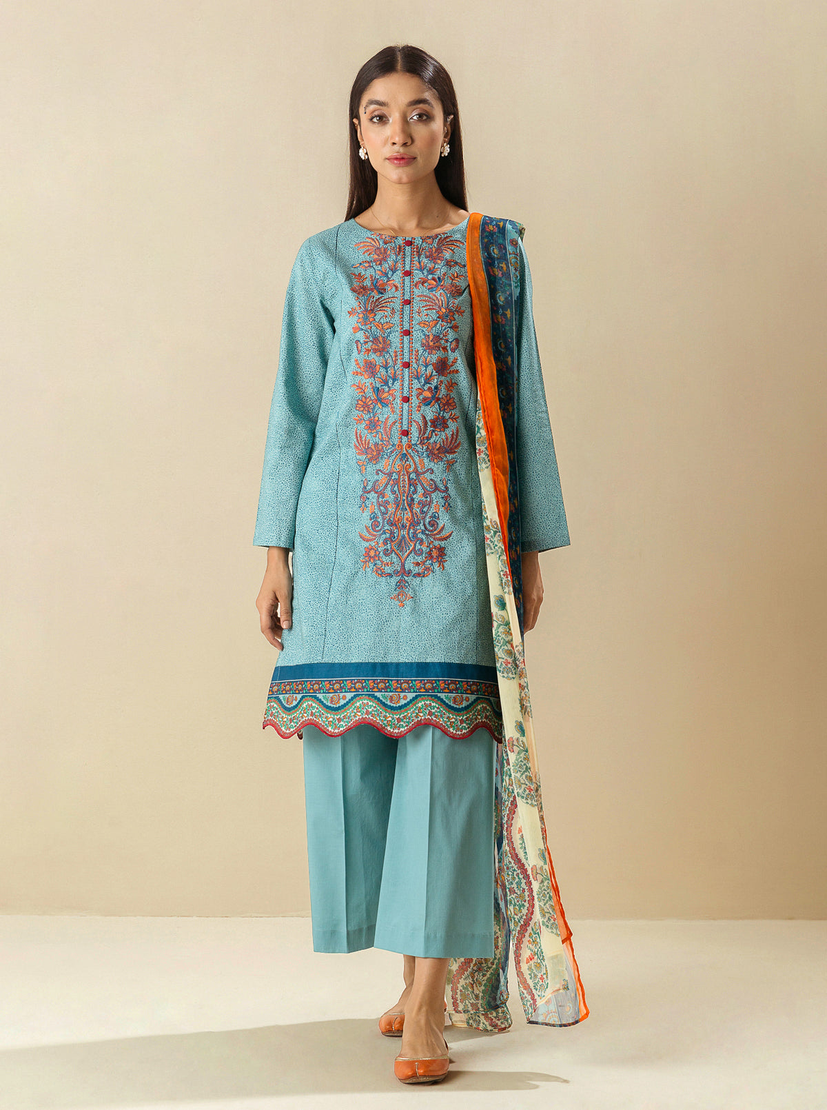 2 PIECE - EMBROIDERED LAWN SUIT - DEEPLY BLUE MORBAGH SU_23   